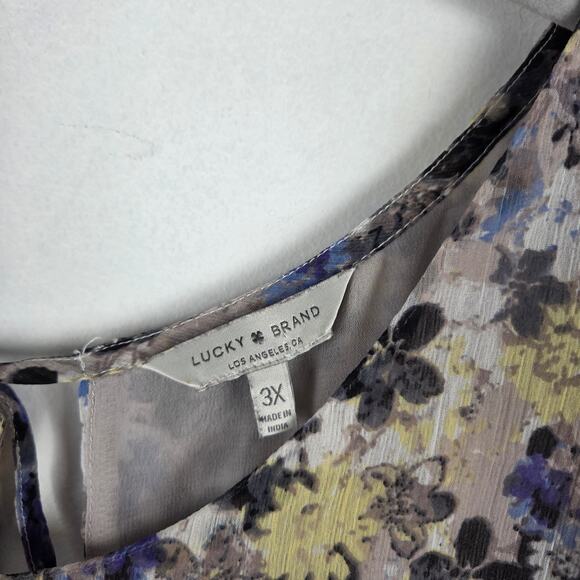 Lucky Brand Floral Print Chiffon Ruffle Short Sleeve Top Plus Size 3X - Picture 8 of 10